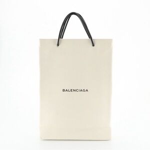 Balenciaga Shopping North South Tote in White Grained and Black Leather